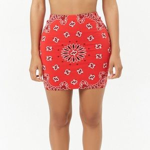 Red Bandana Print Mini Skirt